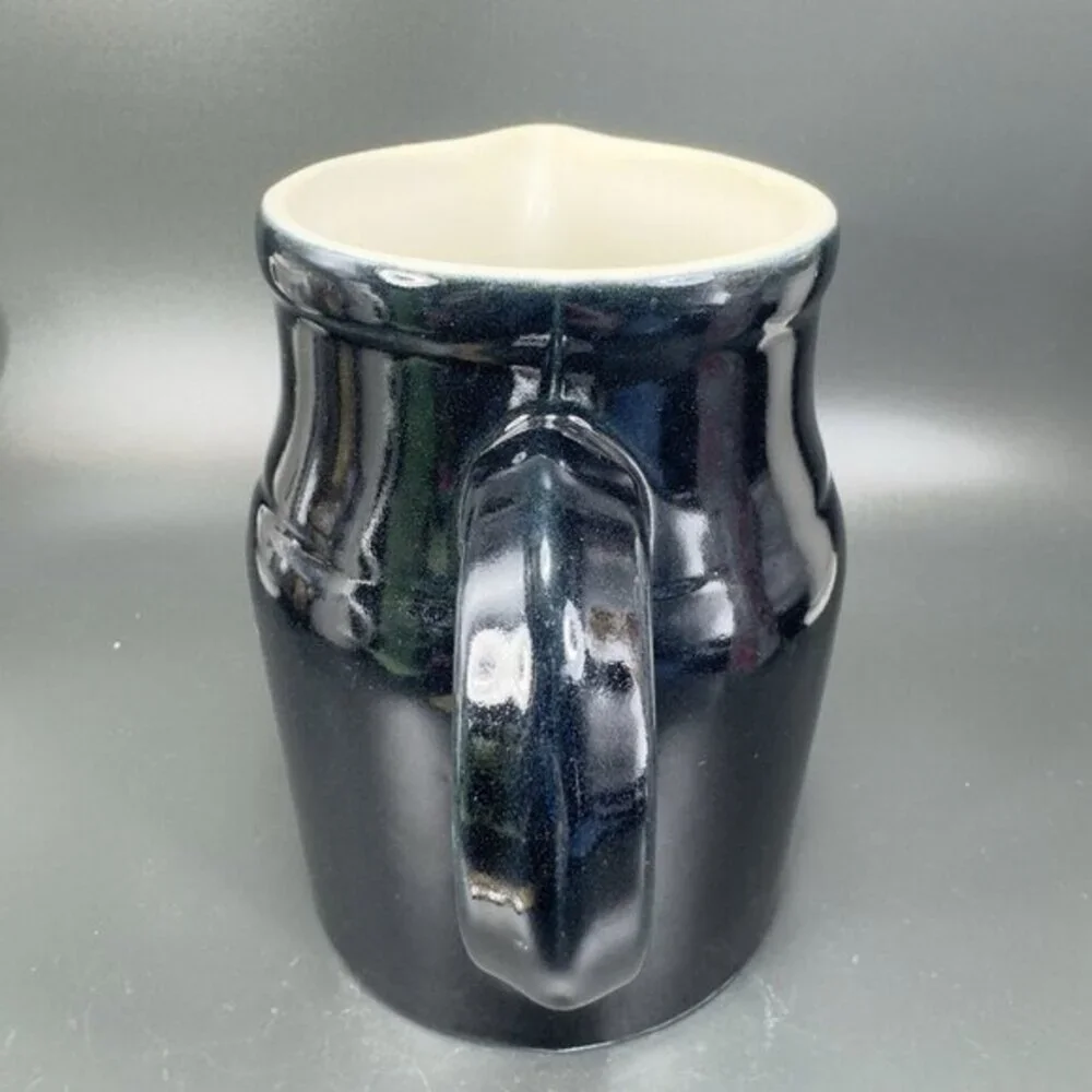 Vintage Degoin Grespots Black Dark Blue Pitcher‎ Made in France French Farmhouse